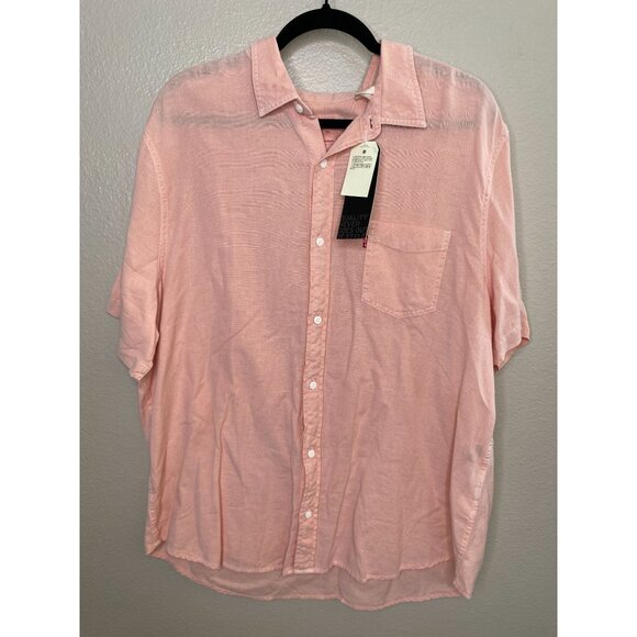 NWT Levi's Mens‎ Pink Button-Up Shirt XXL Cotton Blend collared short sleeve - Picture 2 of 7